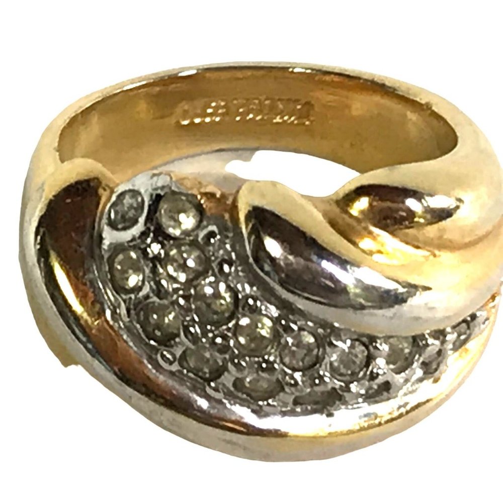 ESPO Joseph Esposito 14K GE Gold Plated Ring with Pave Set Clear Crystals Size 7 - Picture 6 of 7